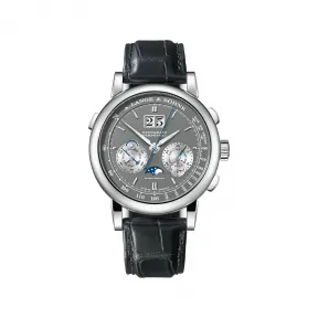 朗格/A.Lange&sohne DATOGRAPH PERPETUAL系列 41MM 18K白金表背: 蓝宝石水晶玻璃 手动机械机芯 男表 410.038 E